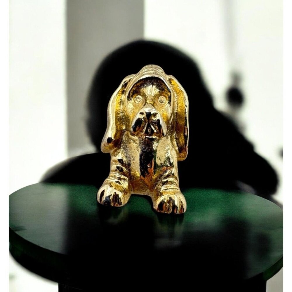 Vintage Gold Tone Puppy Dog Lapel Pin Long Ear Hound Dog Lover Gift